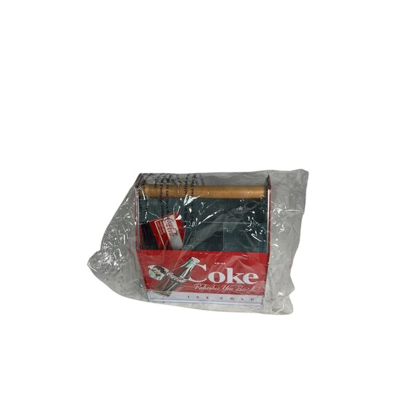 Coca Cola Coke Tin Napkin Utensil Condiment Holder Caddy NEW w/Tags 7.5” Tall - Picture 15 of 16